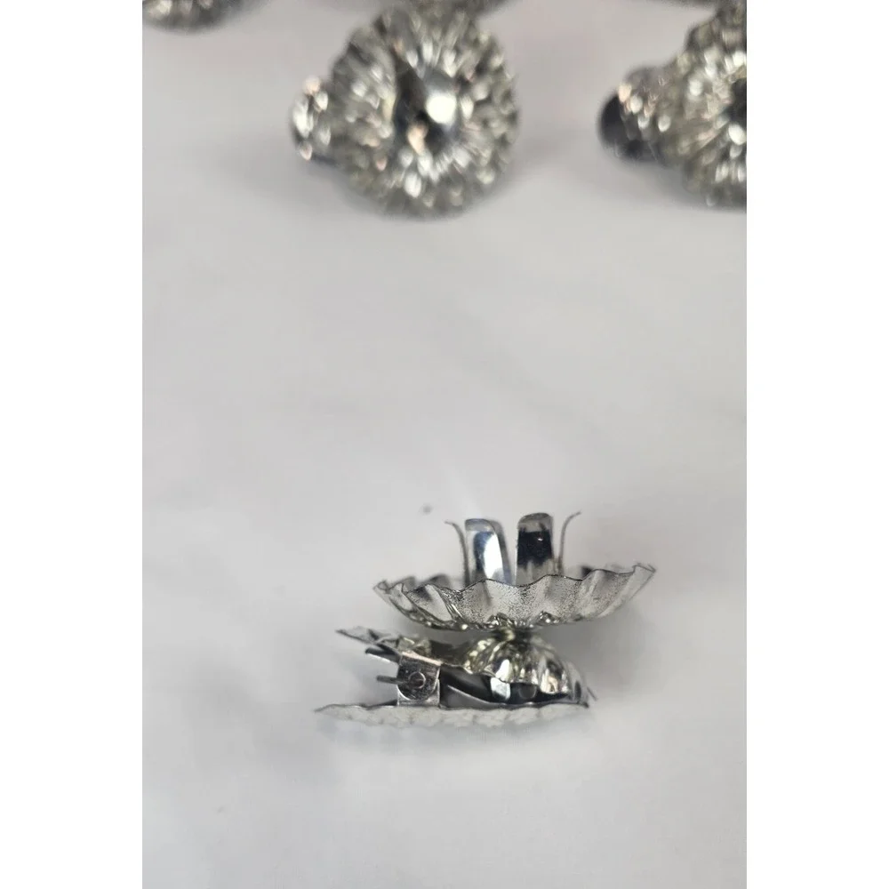 Vintage Christmas Tree Candle Clips Set 8 Silver‎ Tone Aluminum Germany Style